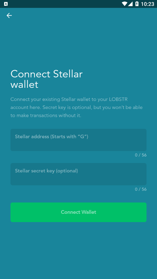 Step 3c: Provide Address and secret key